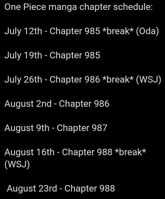 One Piece Release Dates